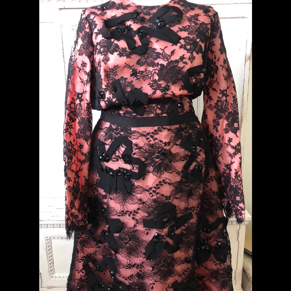 Oscar de la Renta long sleeve formal dress
